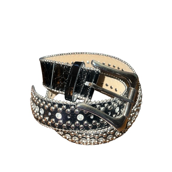 Bongo Black and Silver Crystal Belt Size M - Picture 1 of 2